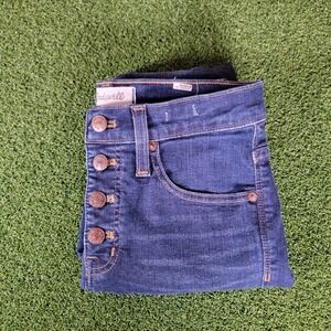 Madewell High‎ Rise Skinny Jeans Button Fly Dark Wash Raw Hem Size 25